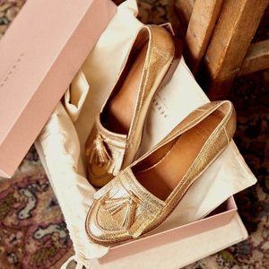 Sezane Lisa gold loafers 40